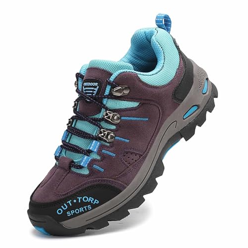 Damen Sneaker Wasserdicht,Wanderschuhe Damen Wasserdicht Breite Füße Halbschuhe Trekkingschuhe Leichte Outdoor Schuhe Bergschuhe rutschfeste Turnschuhe Laufschuhe (Lila,42) von Sobzia