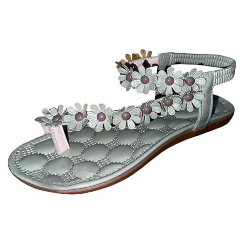 Flip Flops Damen Elegant, Sandalen Damen Flach Zehentrenner Flache Elegant Römersandalen Sommerschuhe Bequem Böhmischer Zehensandalen Sandaletten Sommer Weichen Sohlen Strandschuhe (Grün,40) von Sobzia