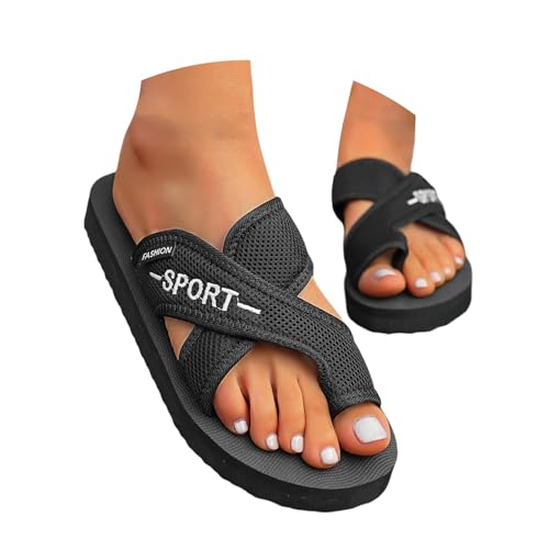 Hallux Schuhe,Orthopädische Sandalen Damen Weite H Bequem Strandsandalen Pantoletten Sommer Breite Füße Hausschuhe Schlappen Elegant Leichte Freizeitschuhe Sommerschuhe (Schwarz,40) von Sobzia