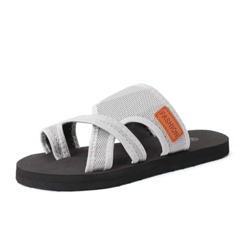 Hallux Valgus Schuhe Damen,Orthopädische Sandalen Damen Weite H Bequem Strandsandalen Pantoletten Sommer Breite Füße Hausschuhe Schlappen Elegant Leichte Freizeitschuhe Sommerschuhe (Grau,37) von Sobzia