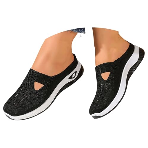 Hausschuhe Damen,Orthopädische Hausschuhe Damen - Sommer Bequem Breite Füße Sandalen Pantoletten Weiche Leichte Sommerschuhe Sandaletten Ergonomische Atmungsaktive Schuhe Slipper (Schwarz,38) von Sobzia