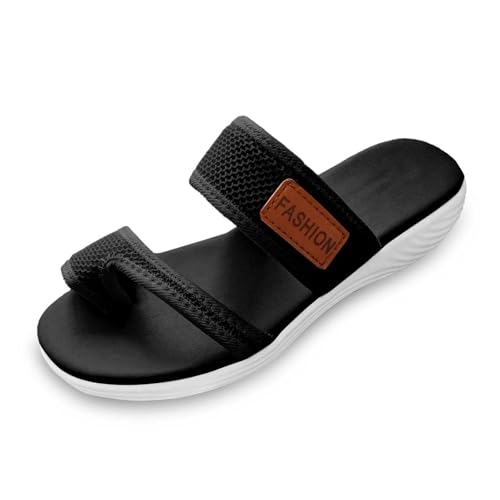 Hausschuhe Mit Fussbett,Orthopädische Sandalen Damen Weite H Bequem Strandsandalen Pantoletten Sommer Breite Füße Hausschuhe Schlappen Elegant Leichte Freizeitschuhe Sommerschuhe (Schwarz,39) von Sobzia