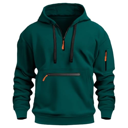 Herren Hoody mit Kapuze-Herren Sweatshirt Hoodie 1/4 Zip Multi-Pocket Pullover Sport Casual Jacke, Warm Luftig Kapuzenpullover Weich Und Bequem,Hoodie Lässige Modische, Sweatjacke Slim Fit von Sobzia