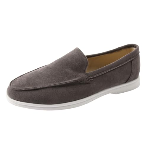 Herren Slipper Sommer,Mokassins Herren Leder Slipper Sommer Flache Pantoffeln Halbschuhe Weich Business Bootsschuhe Loafer Leichte Slip on Hausschuhe Schuhe (Grau,48) von Sobzia