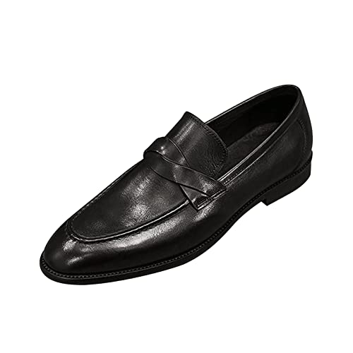 Herren Slipper Sommer,Mokassins Herren Leder Slipper Weich Sommer Bootsschuhe Loafer Slip on Flache Pantoffeln Halbschuhe Business Leichte Hausschuhe Schuhe (Schwarz,48) von Sobzia