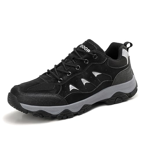 Herren Wanderschuhe Wasserdicht,Wanderschuhe Herren Wasserdicht rutschfeste Outdoor Schuhe Bergschuhe Breite Füße Sportschuhe Trekkingschuhe Leichte Sneaker für Camping, Wandern (Schwarz,42) von Sobzia