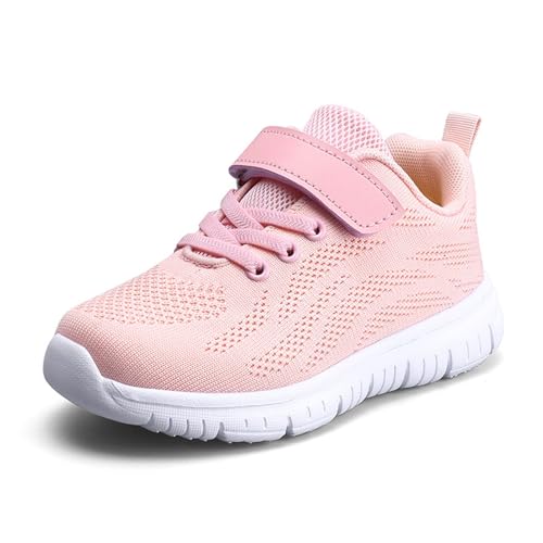 Mädchen Jungen Turnschuhe Sportschuhe Kinder Klettverschluss Schuhe Laufschuhe Atmungsaktiv Hallenschuhe Sneaker Weiße Sohle Kinderschuhe Rosa 37 von Sobzia