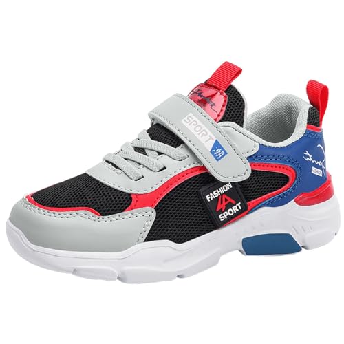 Mädchen Jungen Turnschuhe Sportschuhe Kinder Klettverschluss Schuhe Laufschuhe Atmungsaktiv Hallenschuhe Sneaker Weiße Sohle Kinderschuhe Rot 36 von Sobzia