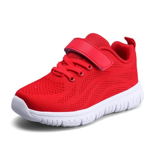 Mädchen Jungen Turnschuhe Sportschuhe Kinder Klettverschluss Schuhe Laufschuhe Atmungsaktiv Hallenschuhe Sneaker Weiße Sohle Kinderschuhe Rot 36 von Sobzia