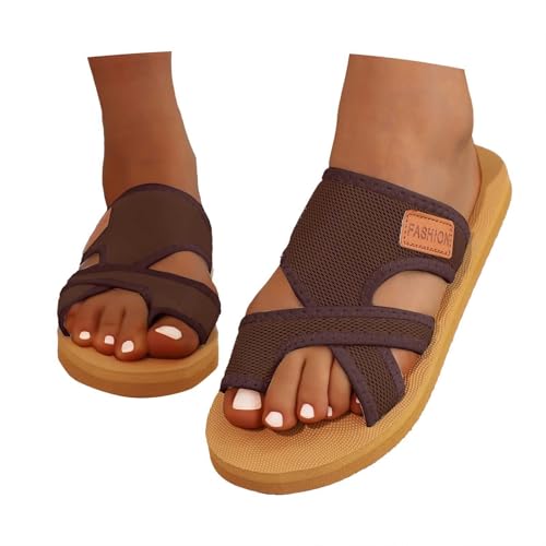 Orthopädische Sandalen Damen,Hallux Valgus Schuhe Damen Weite H Bequem Strandsandalen Pantoletten Sommer Breite Füße Hausschuhe Schlappen Elegant Leichte Freizeitschuhe Sommerschuhe (Kaffee,39) von Sobzia