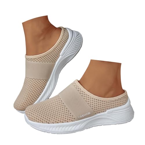 Orthopädische Sandalen Damen,Orthopädische Sandalen Damen Air Cushion Atmungsaktiv Sandals Gesundheitsschuhe Diabetiker Slip on Walkingschuhe Hausschuhe Fersensporn Mesh Schuhe (Khaki,40) von Sobzia