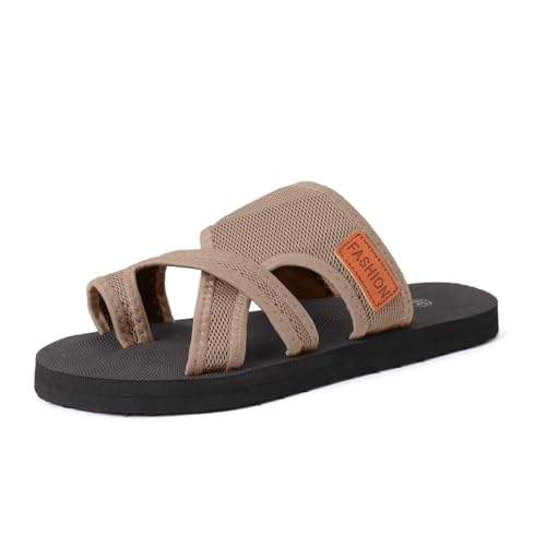 Pantoletten Damen,Orthopädische Sandalen Damen Weite H Bequem Strandsandalen Pantoletten Sommer Breite Füße Hausschuhe Schlappen Elegant Leichte Freizeitschuhe Sommerschuhe (Khaki,36) von Sobzia