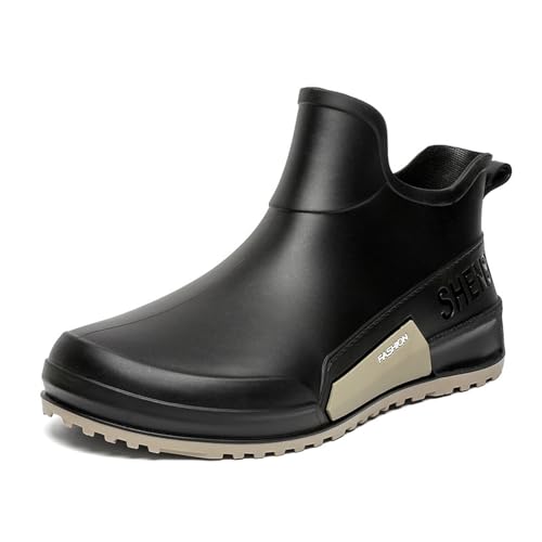 Regenschuhe Damen,Gummistiefel Damen/Herren Halbhohe Atmungsaktiv Wasserdicht Regenstiefel Outdoor Rutschfeste Kurze Stiefel Einfarbig Leichte Regenschuhe für Regen Schnee (Grau,42) von Sobzia