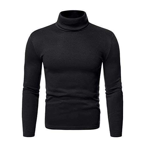 Rollkragenpullover Herren Schwarz:Rollkragenshirt Herren Baumwolle Winter Slim Fit Rollkragenpullover Rollkragen Schwarz Thermo Rolli Turtleneck Weiß Dünn Rolli Turtleneck Langarmshirt von Sobzia