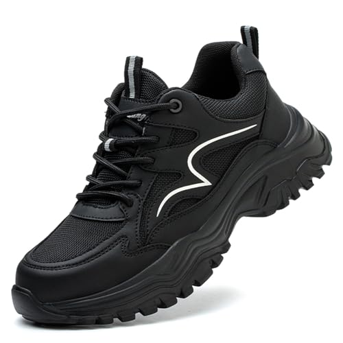 S3 Sicherheitsschuhe Herren,Arbeitsschuhe Herren Damen Leicht Atmungsaktiv Arbeitsturnschuhe Sportliche mit Stahlkappe Sicherheitsschuhe rutschfest Stahlkappenschuhe (Silber,40) von Sobzia