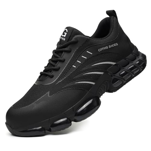 S3 Sicherheitsschuhe Herren,Arbeitsschuhe Herren Damen Leicht Atmungsaktiv Arbeitsturnschuhe Sportliche mit Stahlkappe Sicherheitsschuhe rutschfest Stahlkappenschuhe (Silber,46) von Sobzia