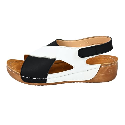 Sandalen & Slides Für Damen,Orthopädische Sandalen Damen Sommer Leichte Weiche Sandaletten Sommerschuhe Plateau Breite Füße Hausschuhe Wandersandalen Bequem Rutschfeste Schuhe (Schwarz,37) von Sobzia