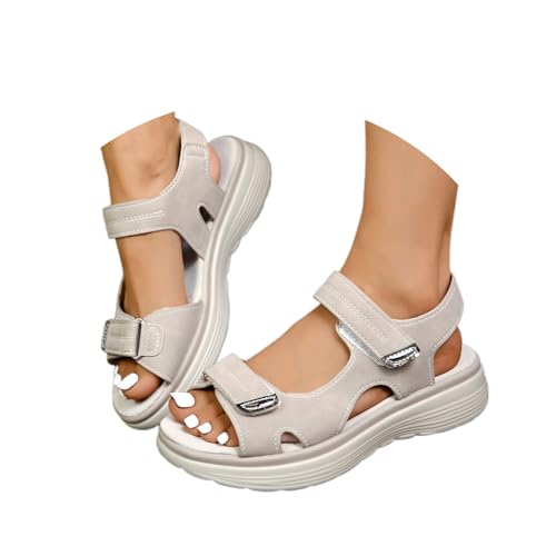 Schuhe Damen Sommer,Orthopädische Sandalen Damen Rutschfeste Leichte Weiche Wandersandalen Sandaletten Gummisohle Plateau Bequem Sommerschuhe Hausschuhe Breite Füße Sommer Schuhe(Grau,43) von Sobzia