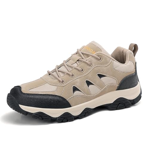 Schuhe Wasserdicht,Wanderschuhe Herren Wasserdicht rutschfeste Outdoor Schuhe Bergschuhe Breite Füße Sportschuhe Trekkingschuhe Leichte Sneaker für Camping, Wandern (Khaki,46) von Sobzia
