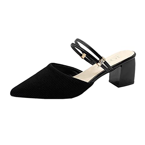 Slingpumps Damen, Slingback Pumps Damen Blockabsatz Riemchen Hochzeitsschuhe High Heels Elegant Und Bequem Breite Füße Kitten Heels Sandalen mit Absatz Elegant Brautschuhe Absatzschuhe (Schwarz,40) von Sobzia