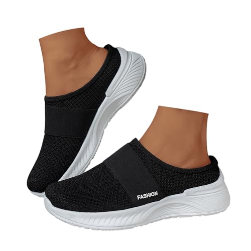 Slipper Damen,Orthopädische Sandalen Damen Air Cushion Freizeit Atmungsaktiv Sandals Gesundheitsschuhe Diabetiker Slip on Walkingschuhe Hausschuhe Fersensporn Mesh Sandalen Schuhe (Black,38) von Sobzia
