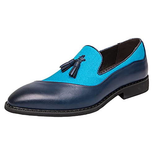 Slipper & Mokassins,Mokassins Herren Leder Slipper Sommer Business Loafer Pantoffeln Weich Flache Bootsschuhe Halbschuhe Leichte Slip on Schuhe Hausschuhe (Blau,44) von Sobzia