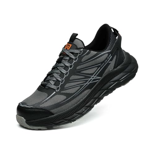 Sobzia Arbeitsschuhe,Arbeitsschuhe Herren Damen Atmungsaktiv mit Stahlkappe Stahlkappenschuhe Leicht Sportliche Arbeitsturnschuhe rutschfest Sicherheitsschuhe (Grau,43) von Sobzia