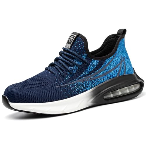 Sobzia Arbeitsschuhe Damen,Arbeitsschuhe Herren Damen mit Stahlkappe Leicht Arbeitsturnschuhe rutschfest Sportliche Stahlkappenschuhe Atmungsaktiv Sicherheitsschuhe (Blau,39) von Sobzia