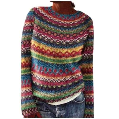 Sobzia Damen-Winterpullover, Wollpullover Damen Kaschmir Pullover Langarm Wollpullover mit Aufdruck Sweatshirt Winter Winterpullover Fleecepullover Rundhals Grobstrickpullover Große Größen von Sobzia