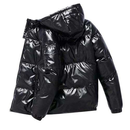 Sobzia Daunenjacke Herren Winter:2024 Ab Wann:Glänzende Winter Leichte Winterjacke Puffer Jacke Reflektierende Übergang Daunenjacke Steppjacke Outdoor Schwarz Jacke von Sobzia