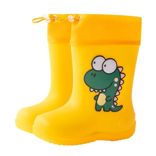 Sobzia Gummistiefel Kinder,Gummistiefel Kinder Jungen Mädchen Leichte Rutschfeste Regenschuhe Cartoon Dino Wasserdicht Regenstiefel Atmungsaktiv Halbhohe Regen Stiefel (Gelb,17) von Sobzia