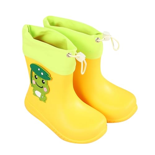 Sobzia Gummistiefel Kinder,Gummistiefel Kinder Jungen Mädchen Leichte Rutschfeste Regenschuhe Cartoon Dino Wasserdicht Regenstiefel Atmungsaktiv Halbhohe Regen Stiefel (Gelb,18) von Sobzia
