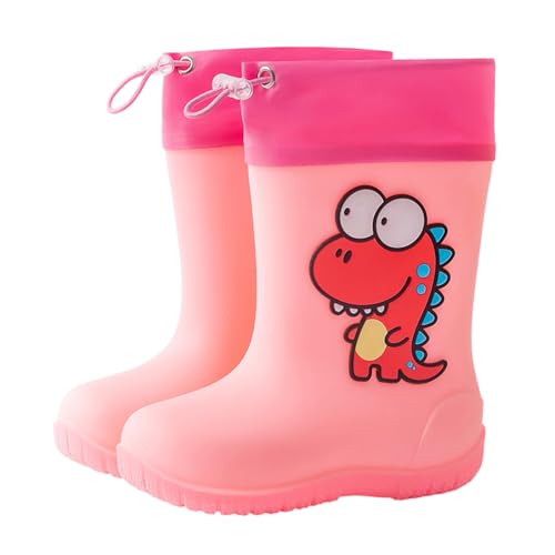 Sobzia Gummistiefel Kinder,Gummistiefel Kinder Jungen Mädchen Leichte Rutschfeste Regenschuhe Cartoon Dino Wasserdicht Regenstiefel Atmungsaktiv Halbhohe Regen Stiefel (Rosa,18) von Sobzia