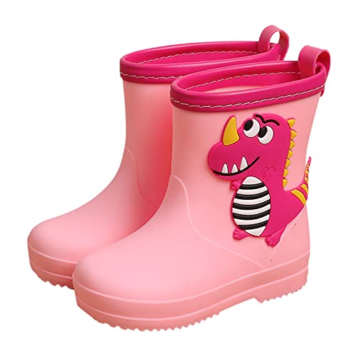Sobzia Gummistiefel Kinder,Gummistiefel Kinder Jungen Mädchen Leichte Rutschfeste Regenschuhe Cartoon Dino Wasserdicht Regenstiefel Atmungsaktiv Halbhohe Regen Stiefel (Rosa,18) von Sobzia