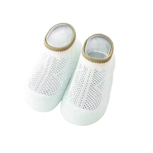 Sobzia Krabbelschuhe Baby,Sockenschuhe Baby Outdoor Zehen und Fersenschutz Krabbelschuhe Weicher Niedlicher Cartoon Hausschuhe Rutschfeste Stricken Lauflernschuhe (Grün,22) von Sobzia