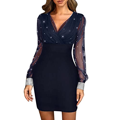 Sobzia Pailletten Kleid Damen:Glitzer Weihnachtsfeier Festliche Glitzerkleid Cocktailkleid Partykleid Party Kurz Ballkleid Weihnachtskleid Silvester Elegant Kleid Abendkleider von Sobzia