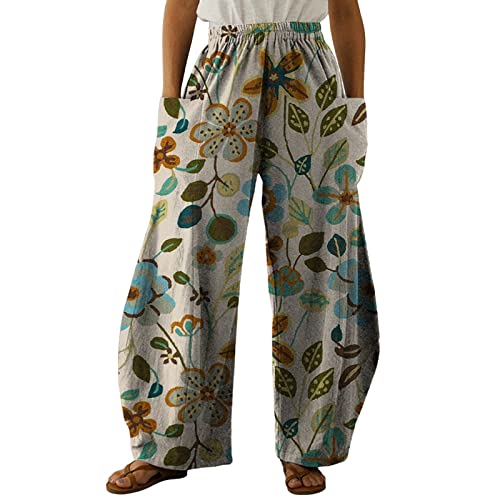 Sobzia Pumphose Damen Große Größen, Flatterhose Baumwolle, Pumphose Bequeme Yogahose Leicht und Luftig Palazzo Hose Harem Pants Women Lange Haremshosen Haushose Dünne Hippie Kleidung von Sobzia