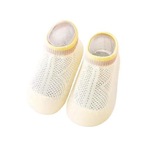 Sobzia Sockenschuhe Baby,Sockenschuhe Baby Outdoor Zehen und Fersenschutz Krabbelschuhe Weicher Niedlicher Cartoon Hausschuhe Rutschfeste Stricken Lauflernschuhe (Gelb,20) von Sobzia