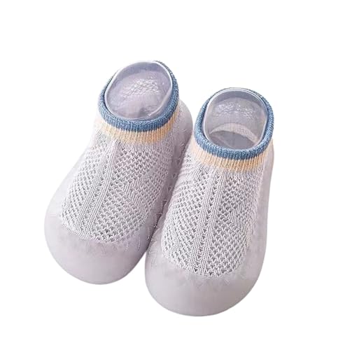 Sobzia Sockenschuhe Baby,Sockenschuhe Baby Outdoor Zehen und Fersenschutz Krabbelschuhe Weicher Niedlicher Cartoon Hausschuhe Rutschfeste Stricken Lauflernschuhe (Grau,23) von Sobzia