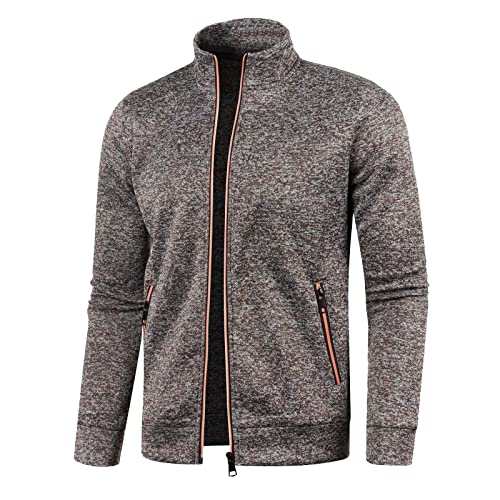 Sobzia Strickjacke Herren mit Reißverschluss Leichte Cardigan Sweatjacke Ohne Kapuze Übergang Fleecejacke Pullover Dünne mit Taschen Trachtenjacke Trainingsjacke Kaffee L von Sobzia