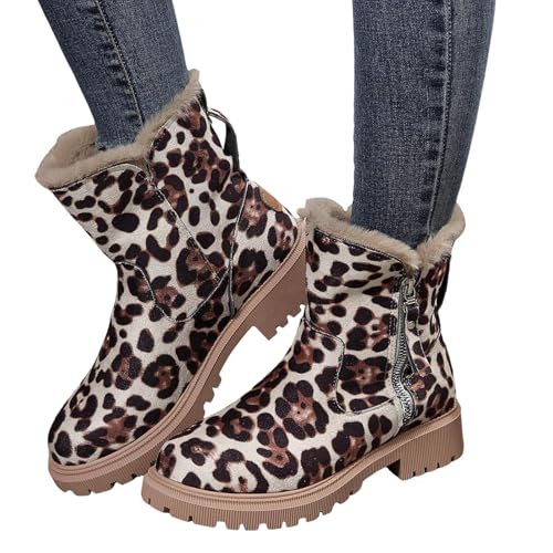 Sobzia Winterstiefel Damen Gefüttert Seitlicher Reißverschluss Schneestiefel Stiefeletten Wasserdicht Winterboots Winterschuhe Warm Boots Stiefel Braun 35 von Sobzia