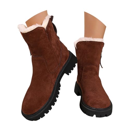Sobzia Winterstiefel Damen Gefüttert Seitlicher Reißverschluss Winterschuhe Stiefeletten Wasserdicht Winterboots Schneestiefel Warm Boots Stiefel Braun 36 von Sobzia