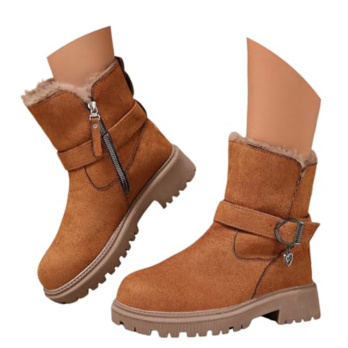 Sobzia Winterstiefel Damen Gefüttert Seitlicher Reißverschluss Winterschuhe Stiefeletten Wasserdicht Winterboots Schneestiefel Warm Boots Stiefel Braun 37 von Sobzia