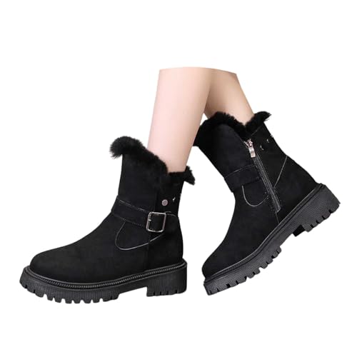 Sobzia Winterstiefel Damen Gefüttert Seitlicher Reißverschluss Winterschuhe Stiefeletten Wasserdicht Winterboots Schneestiefel Warm Boots Stiefel Schwarz 38 von Sobzia
