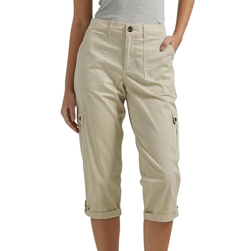 Sommerhose Damen Leicht,Caprihose Damen Sommer Sport Dreiviertel mit Taschen Laufhose Cargohose Atmungsaktiv Outdoor Sporthose Wanderhose Leicht Bequem Stretch Sommerhose Trekkinghose (Beige,L) von Sobzia