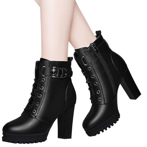 Stiefeletten Damen mit Absatz, Stiefeletten Plateau, Winter Shoes Women Elegante Womens Boots High Heels Schnürung Western Stiefeletten High Heels Cowboystiefel Hohe Schuhe Stiefeletten Damen mit Absatz, Stiefeletten Plateau, Winter Shoes Women Elegante Womens Boots High Heels Schnürung Western Stiefeletten High Heels Cowboystiefel Hohe Schuhe von Sobzia