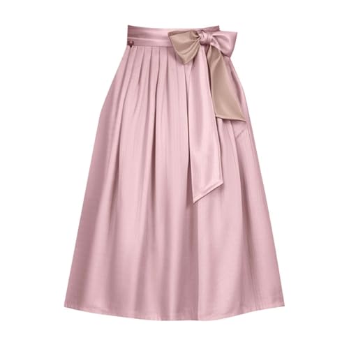Trachtenrock Damen,Dirndl Schürze Trachtenrock Damen Oktoberfest Outfit Dirndlschürzen mit Schleife Dirndlschürze Streifenmuster Trachtenkleid Lang Dirndl Rock Faltenrock (Rosa,XL) von Sobzia
