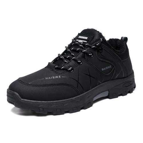 Trekkingschuhe Herren Wasserdicht,Wanderschuhe Herren Wasserdicht Breite Füße Outdoor Schuhe Bergschuhe Leichte Trekkingschuhe Sportschuhe rutschfeste Sneaker für Camping, Wandern (Schwarz,44) von Sobzia