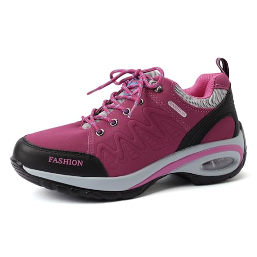 Wanderschuhe Damen Wasserdicht,Wanderschuhe Damen Wasserdicht Leichte Outdoor Schuhe Bergschuhe Breite Füße Trekkingschuhe Halbschuhe rutschfeste Laufschuhe Turnschuhe (Rosa,42) von Sobzia
