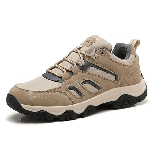 Wanderschuhe Herren Sommer,Wanderschuhe Herren Wasserdicht rutschfeste Outdoor Schuhe Trekkingschuhe Leichte Sportschuhe Bergschuhe Breite Füße Sneaker für Camping, Wandern (Khaki,46) von Sobzia